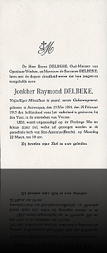 doodsbrief Raymond Delbeke